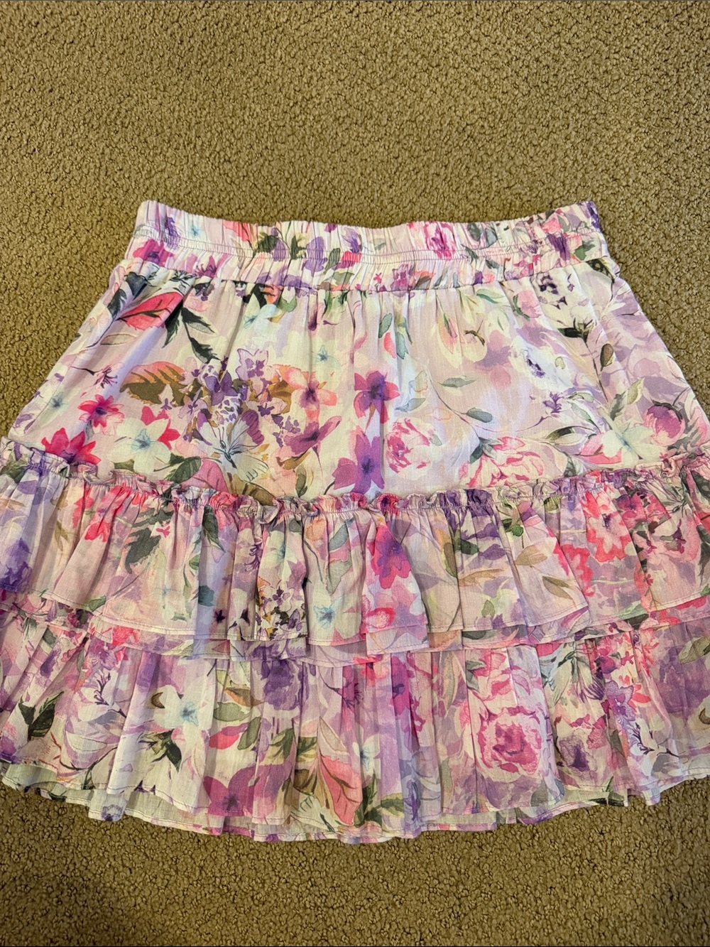 Generation Love Women’s Medium Purple Pink Floral Tiered Skirt